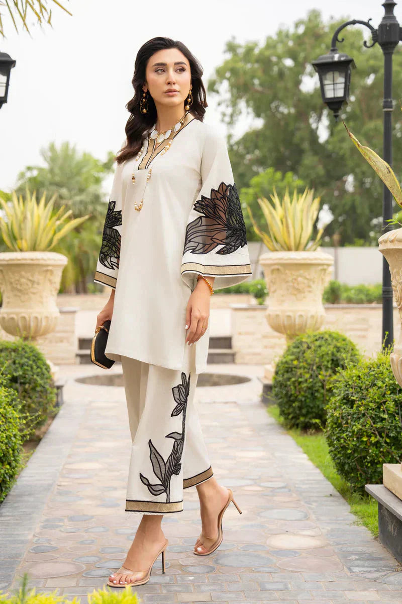 Almond Embroidered 2PC Premium