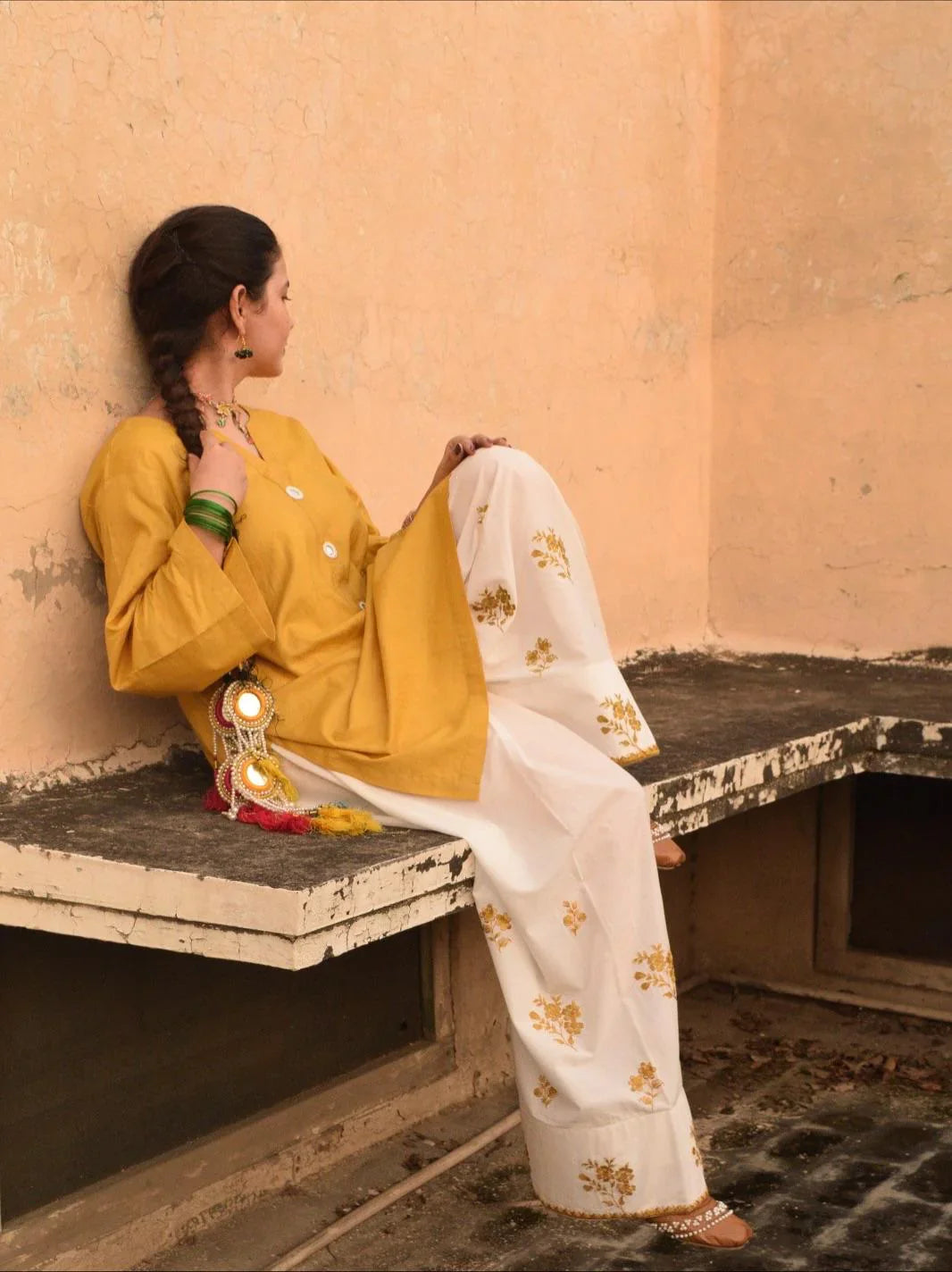 Ladli Embroidered Shalwar Set Premium Stone Linen Collection