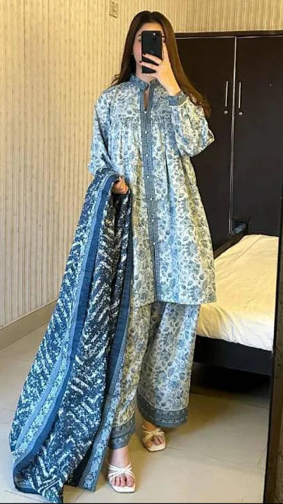 Aqsa Digital Farshi Shalwar 3PC Luxury Collection