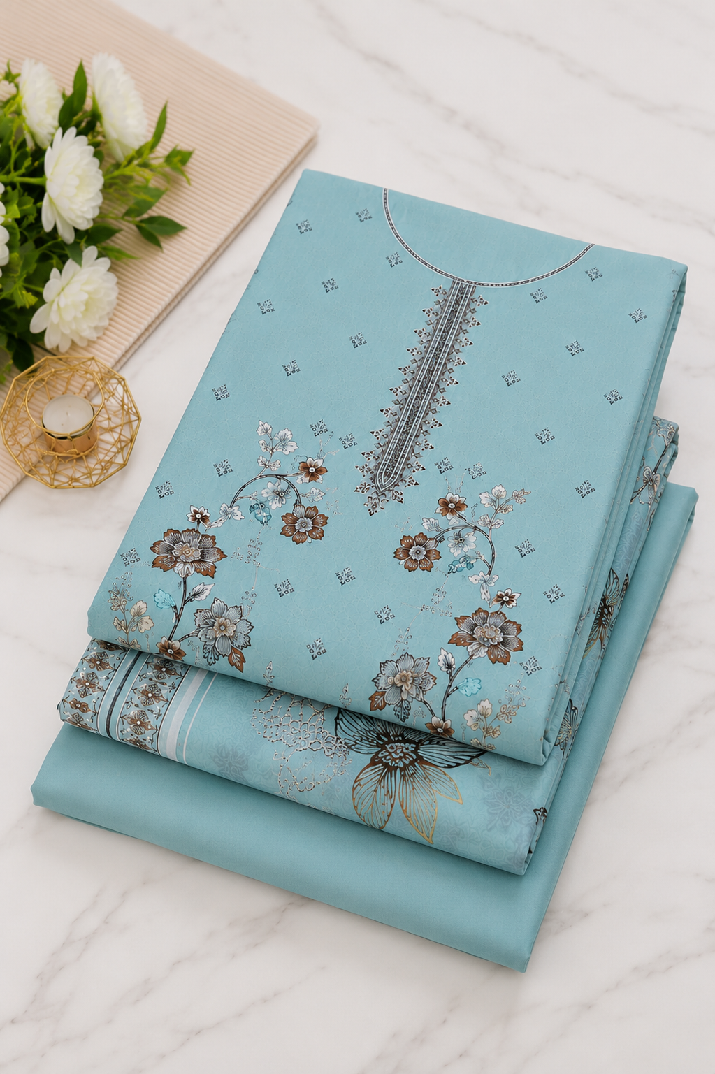 FizzabyZahir Sky Serenity – Luxury Embroidered Lawn 3 Piece Unstitched Suit