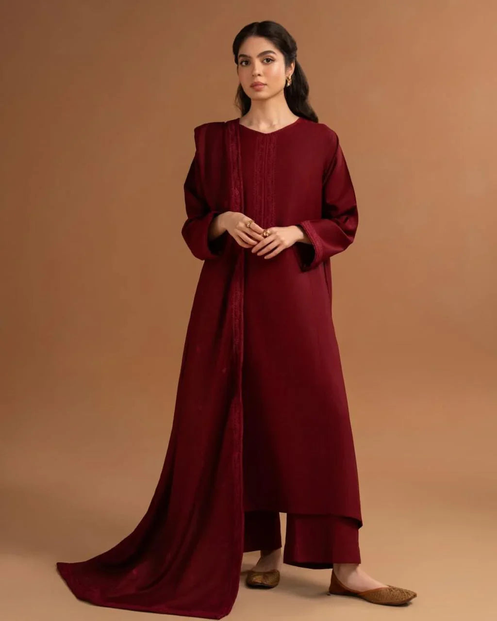 Maroon Embroidery 3PC Premium Lawn Summer Collection