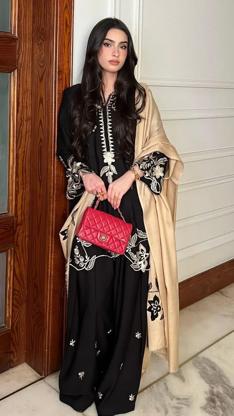Midnight Embroidered Farshi Shalwar 3PC Premium Lawn
