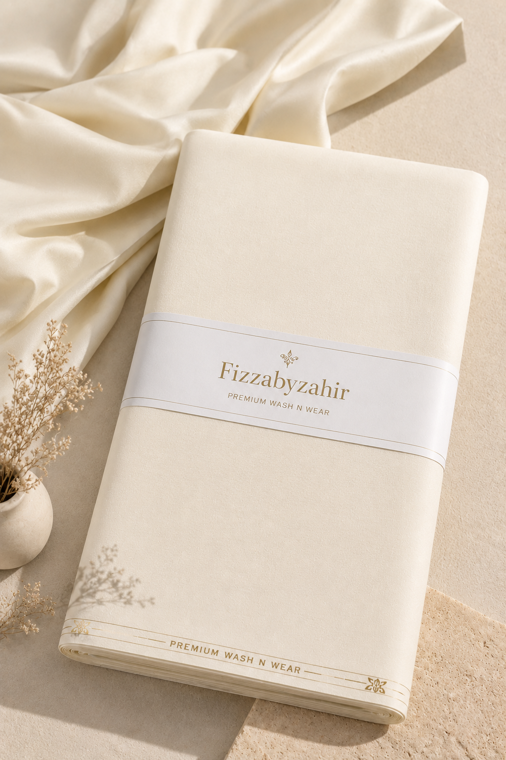 FizzabyZahir Royal Cream – Premium Unstitched Wash & Wear Shalwar Kameez for Men