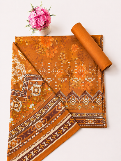 FizzabyZahir Amber Heritage – Luxury Printed Lawn 3 Piece Unstitched Suit