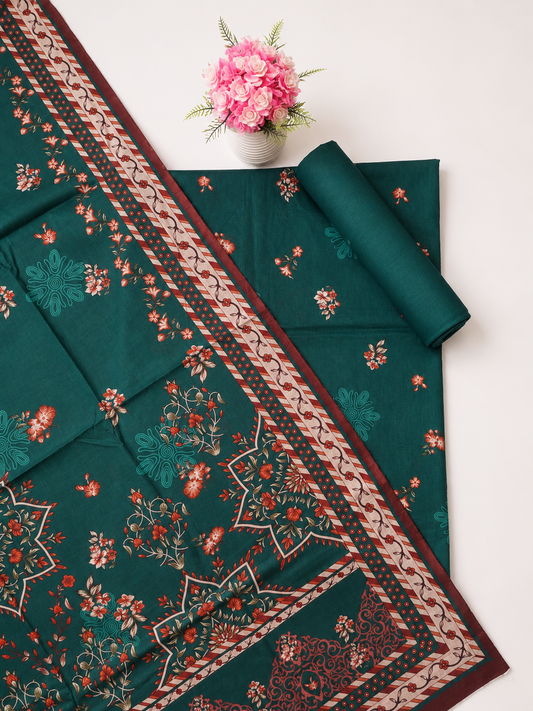 FizzabyZahir Emerald Noir – Luxury Printed Lawn 3 Piece Unstitched Suit