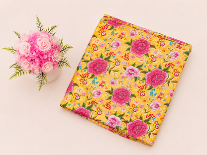 FizzabyZahir Golden Rose Garden – Premium Printed Lawn 2 Piece Unstitched Suit