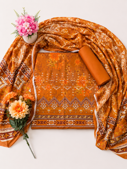 FizzabyZahir Amber Heritage – Luxury Printed Lawn 3 Piece Unstitched Suit