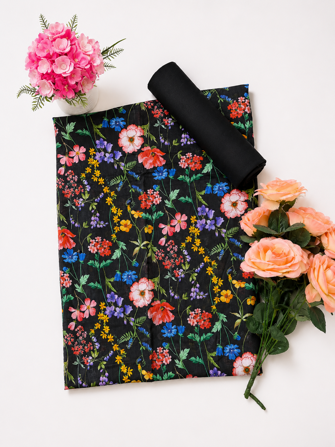 FizzabyZahir Midnight Blossom – Luxury Printed Lawn 3 Piece Unstitched Suit