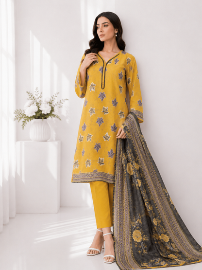 FizzabyZahir Golden Maple – Premium Printed 3 Piece Stitched Suit