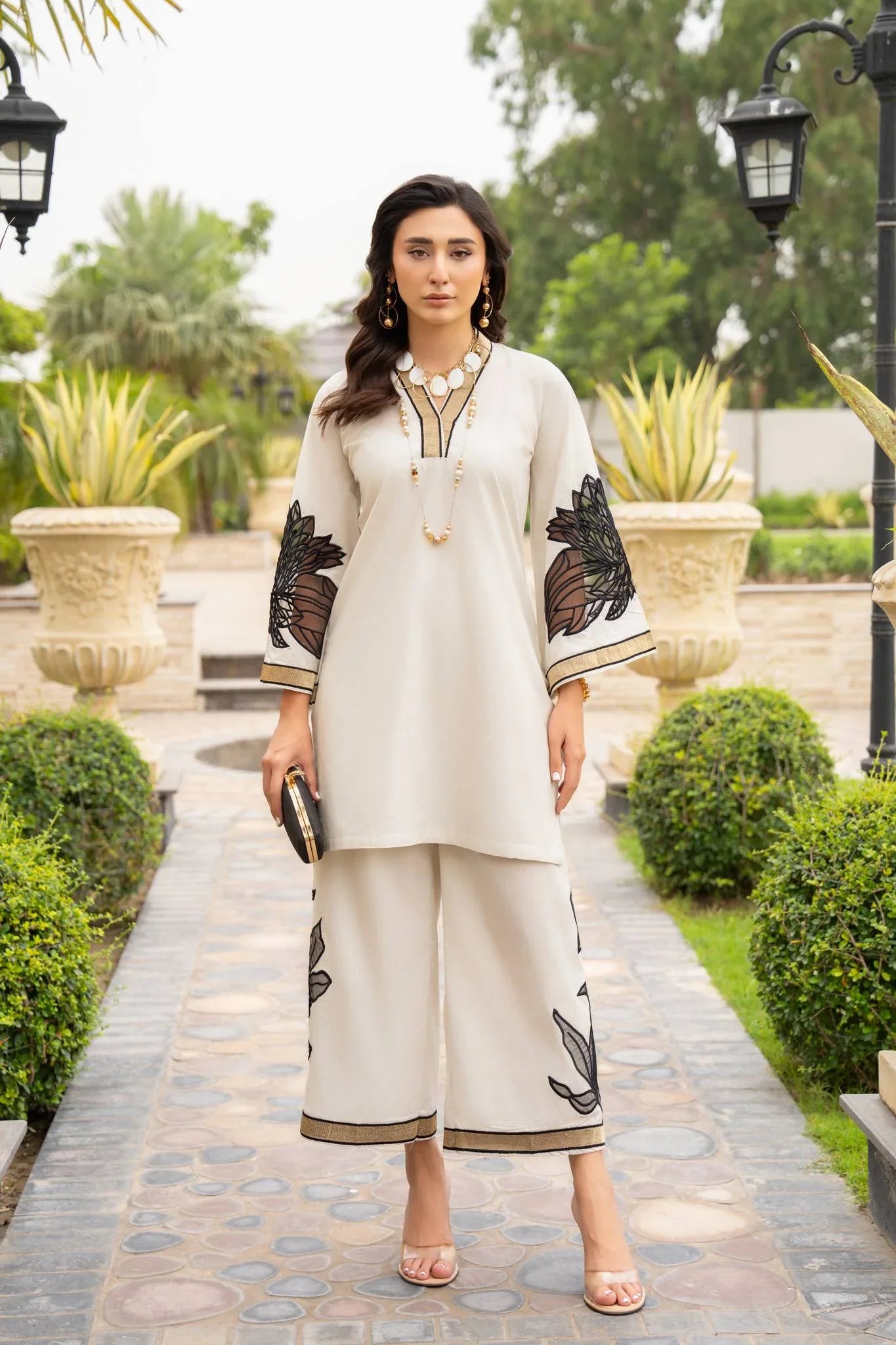 Almond Embroidered 2PC Premium