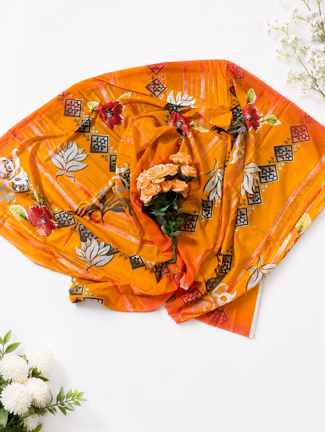 FizzabyZahir Golden Marigold – Luxury Embroidered Lawn 3 Piece Unstitched Suit