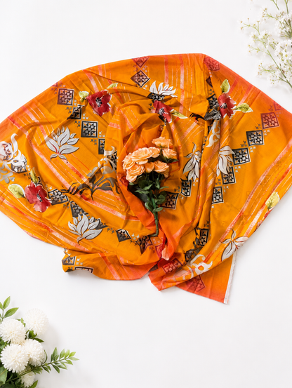 FizzabyZahir Golden Marigold – Luxury Embroidered Lawn 3 Piece Unstitched Suit