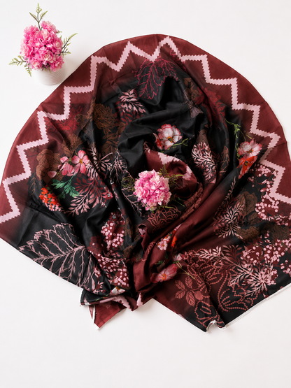 FizzabyZahir Midnight Blossom – Luxury Printed Lawn 3 Piece Unstitched Suit