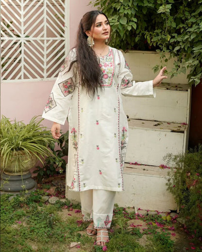 Violet Embroidery 2PC Premium Lawn
