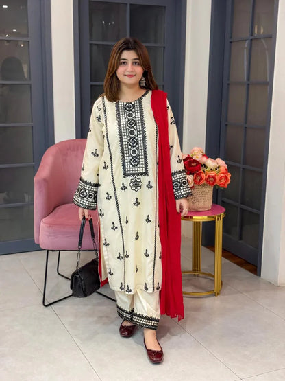 Taaj Embroidered 3PC Premium Mid Season Arabic Lawn