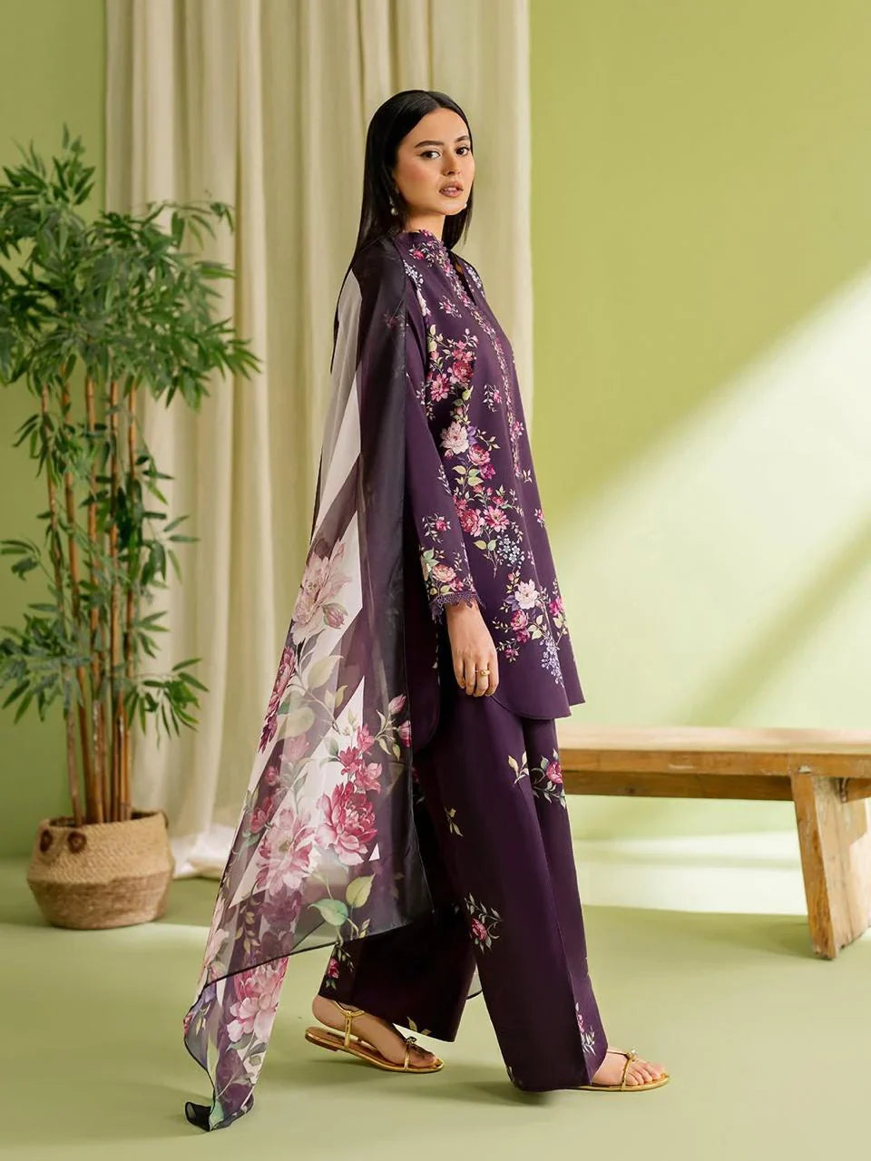 Jahan Digital Farshi Shalwar 3PC Luxury Silky Mid Season