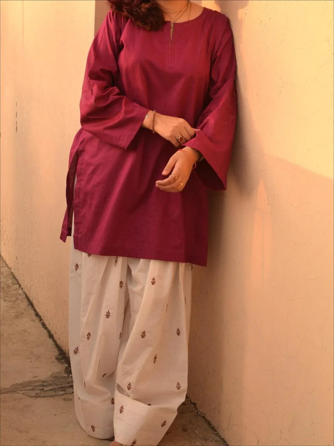 Ladli Embroidered Shalwar Set Premium Stone Linen Collection