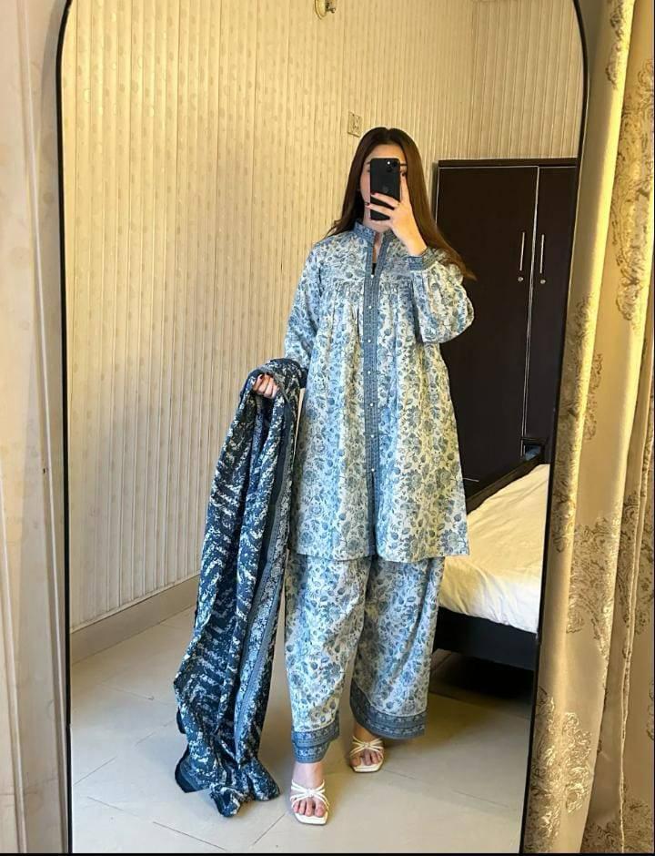 Aqsa Digital Farshi Shalwar 3PC Luxury Collection