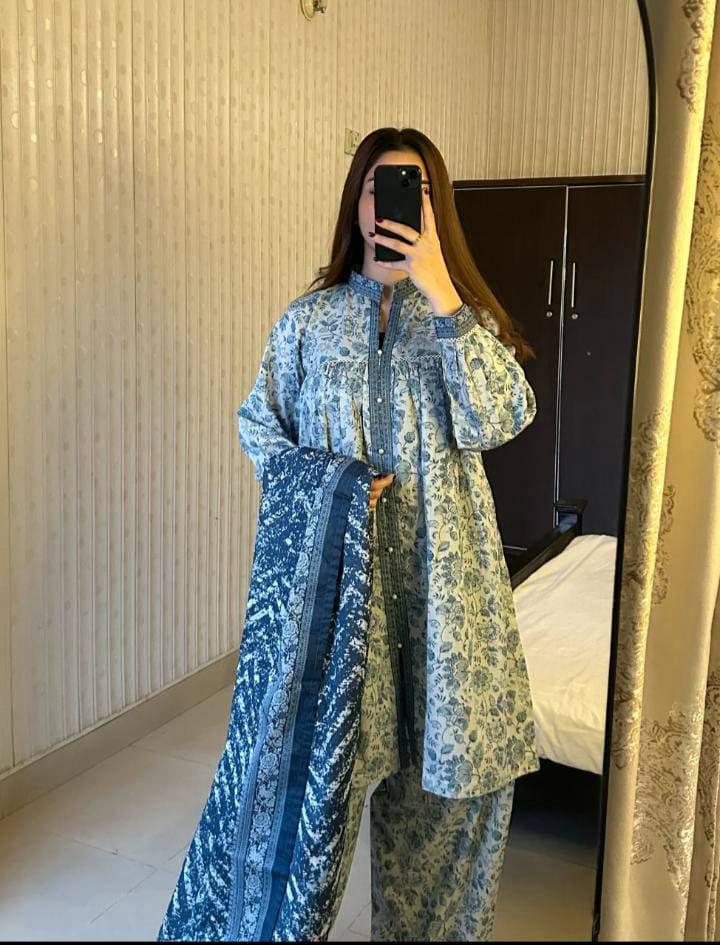 Aqsa Digital Farshi Shalwar 3PC Luxury Collection