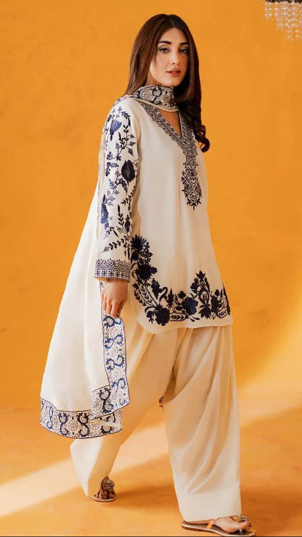 Jordan Embroidered Farshi Shalwar 3PC Premium Linen Collection