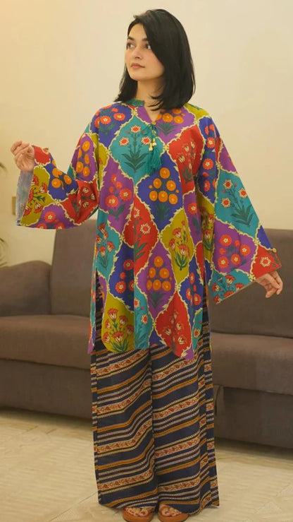 Khaddar Ameera Digital Co-Ord Set Premium Khaddar