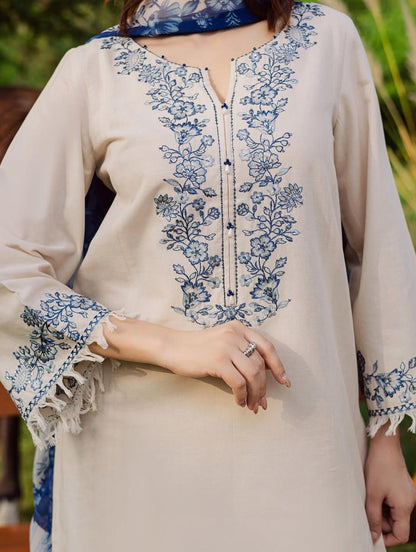 Batik Khaddar Embroidered 3PC