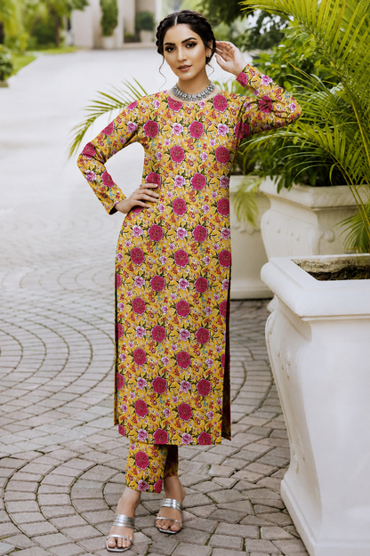 FizzabyZahir Golden Rose Garden – Premium Printed Lawn 2 Piece Unstitched Suit