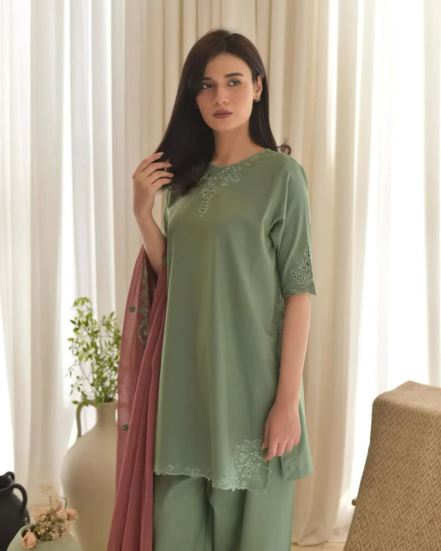 Aira Green Embroidered 3PC