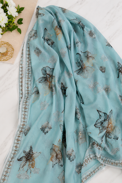 FizzabyZahir Sky Serenity – Luxury Embroidered Lawn 3 Piece Unstitched Suit