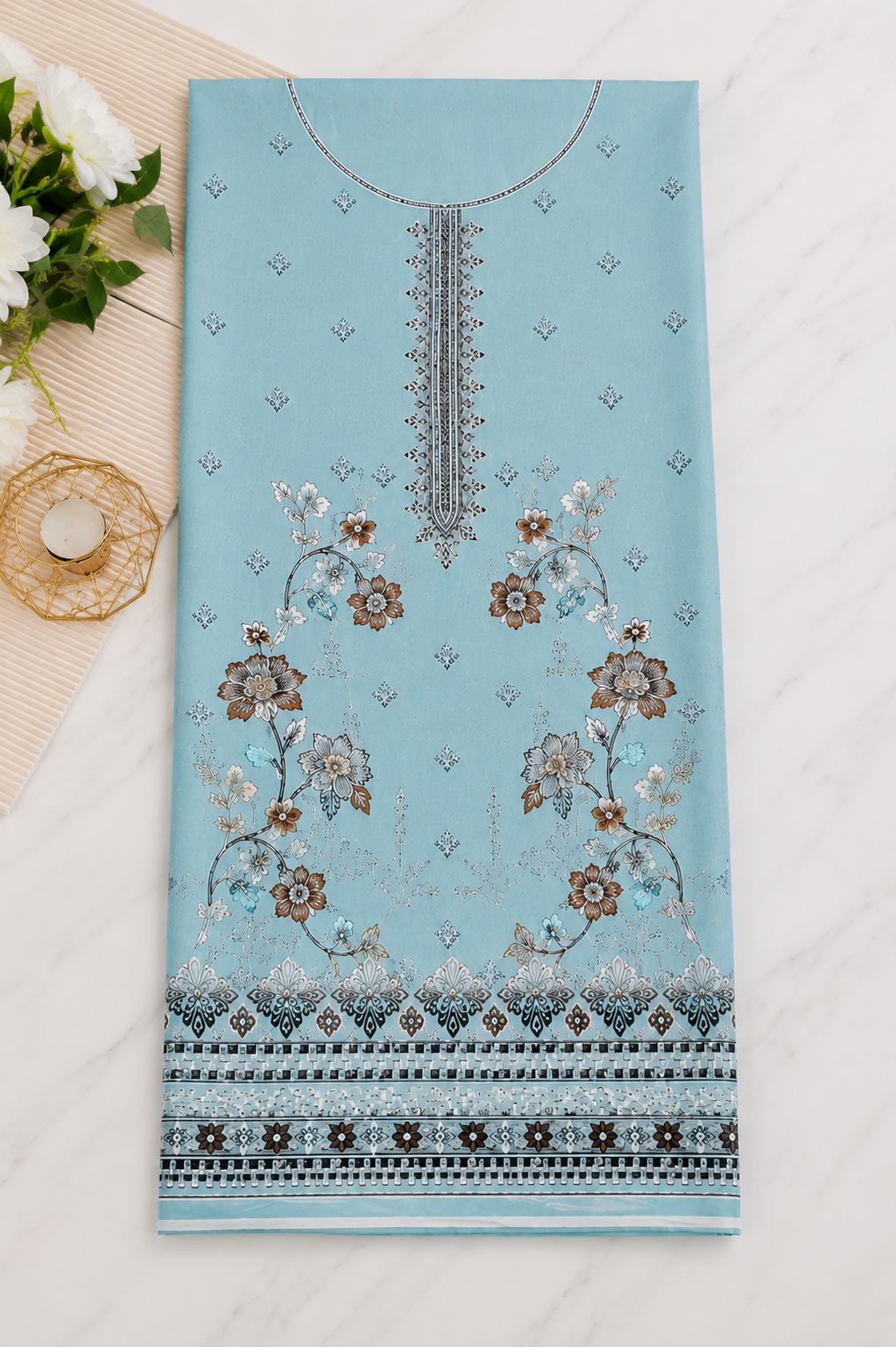 FizzabyZahir Sky Serenity – Luxury Embroidered Lawn 3 Piece Unstitched Suit