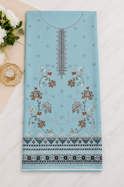 FizzabyZahir Sky Serenity – Luxury Embroidered Lawn 3 Piece Unstitched Suit