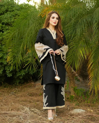 Almond Embroidered 2PC Premium