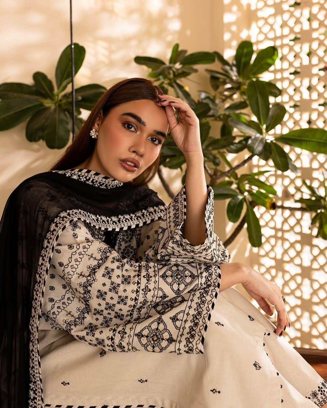White Lime Embroidery 3PC Premium Lawn