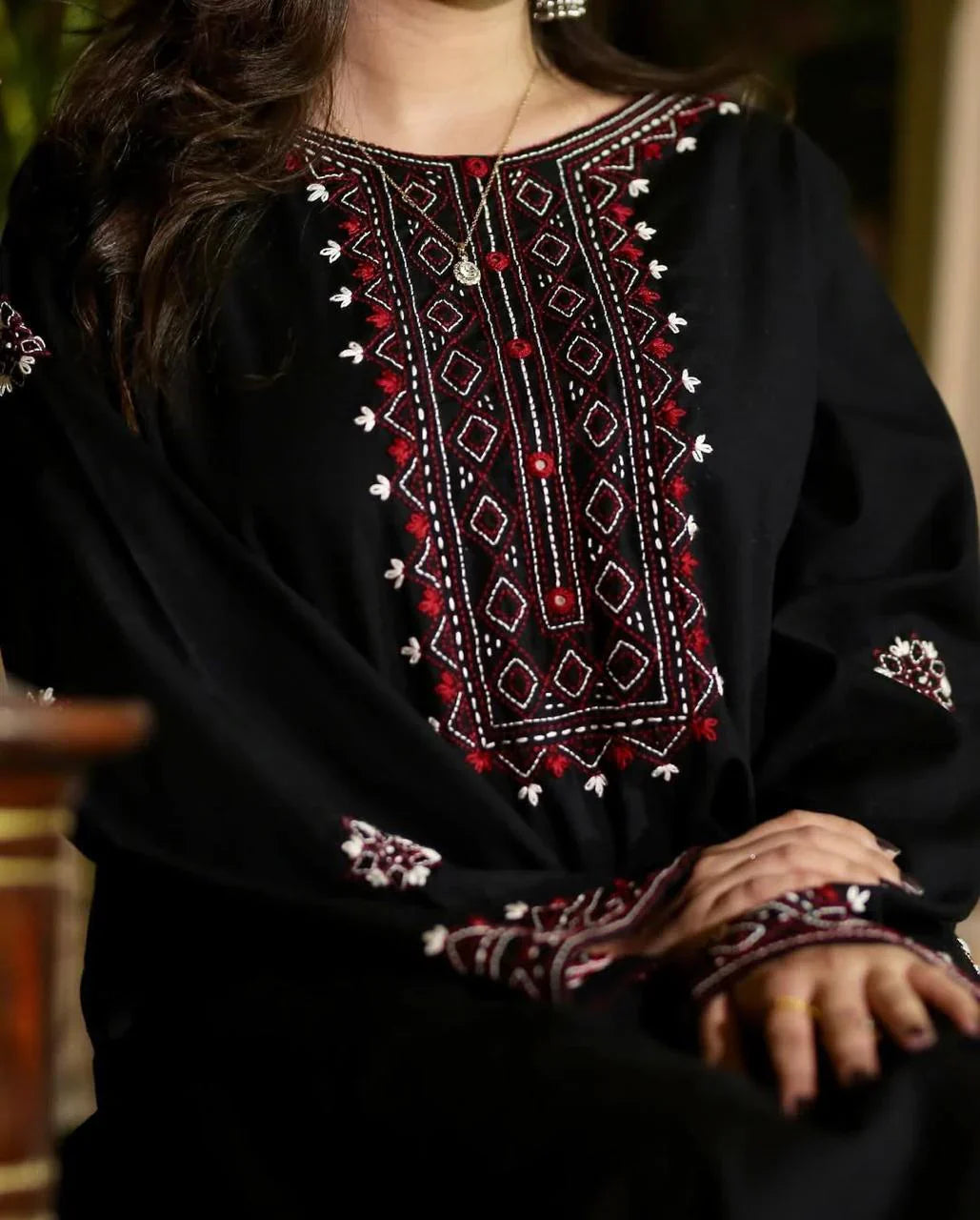 Black Luxe Embroidered 2PC