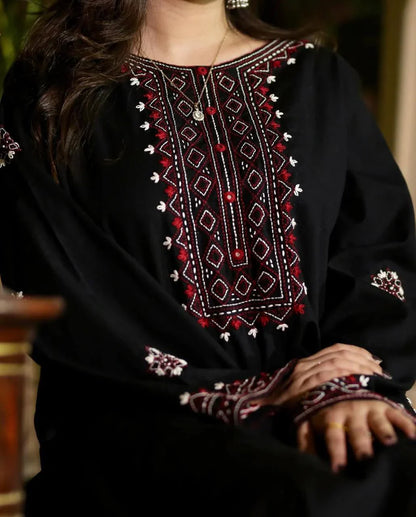 Black Luxe Embroidered 2PC