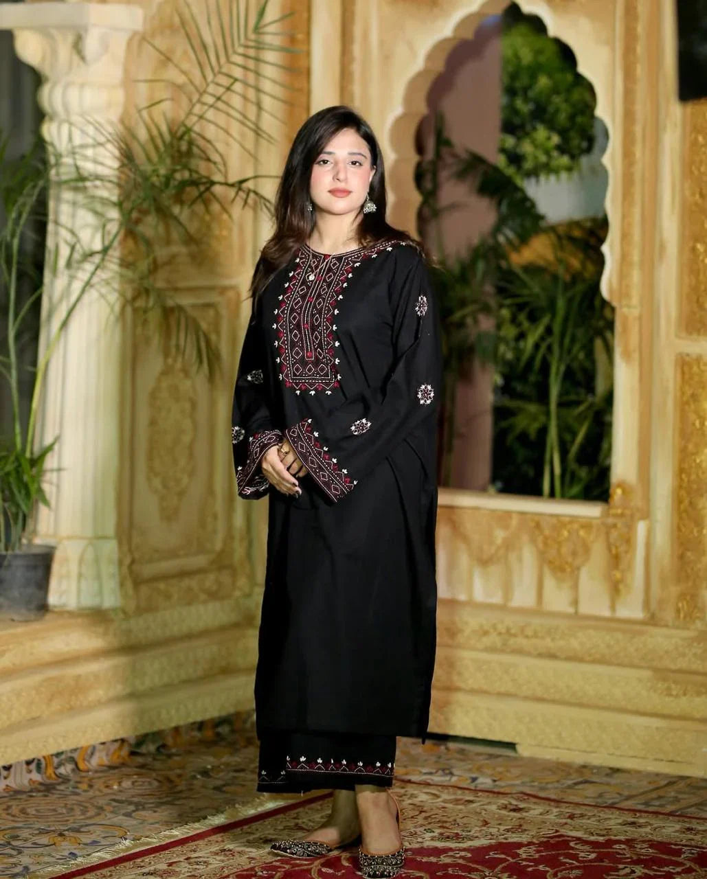Black Luxe Embroidered 2PC