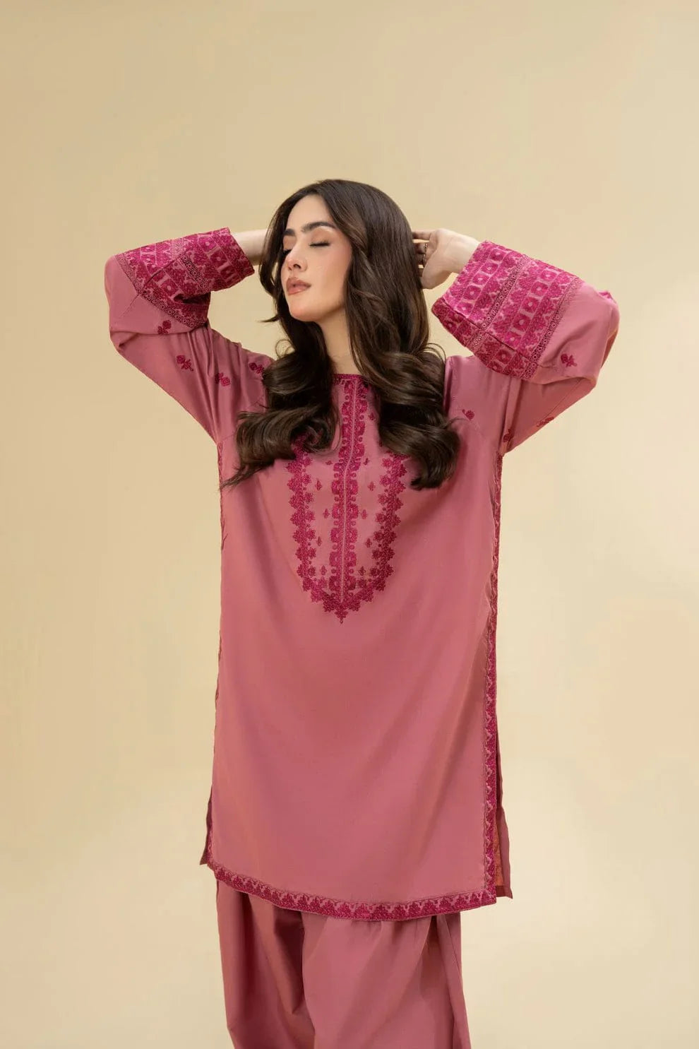 Ruby Pink Farshi Shalwar Set Premium Lawn Summer Collection