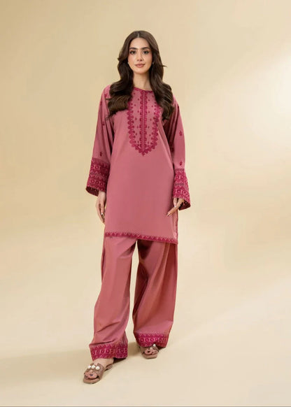 Ruby Pink Farshi Shalwar Set Premium Lawn Summer Collection