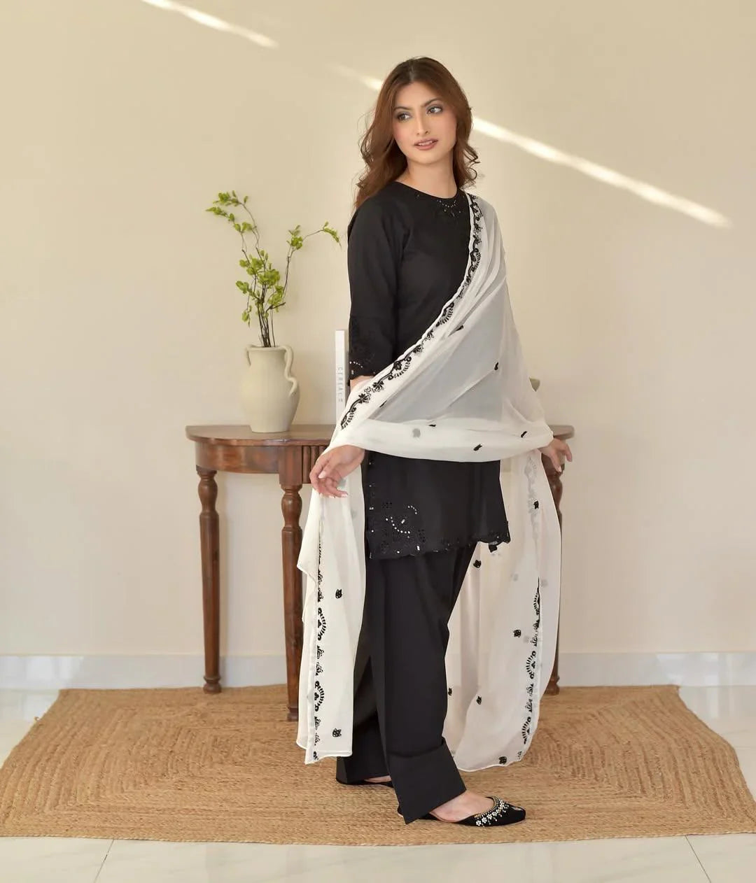 Aira Black Embroidered 3PC
