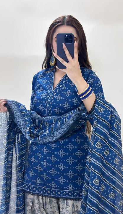 Chunri Digital Farshi Shalwar 3PC Luxury Collection