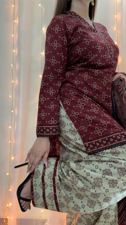 Chunri Digital Farshi Shalwar 3PC Luxury Collection
