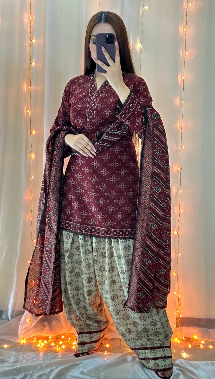 Chunri Digital Farshi Shalwar 3PC Luxury Collection