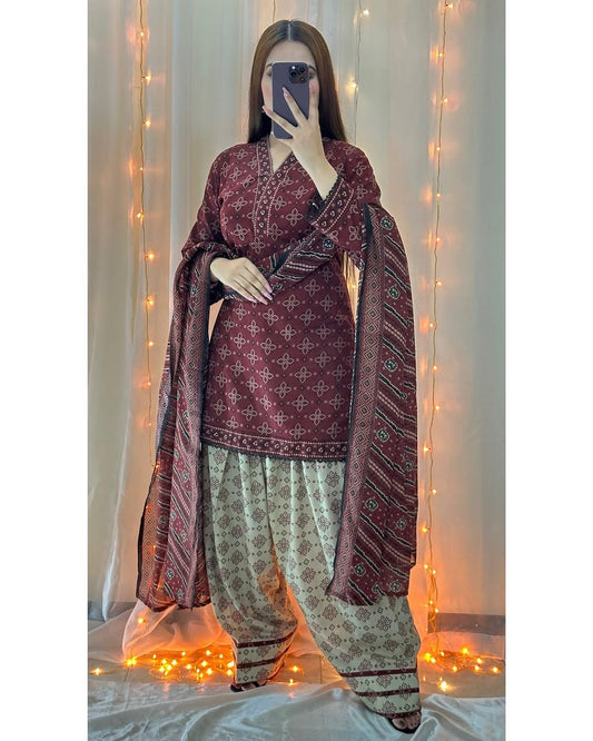 Chunri Digital Farshi Shalwar 3PC Luxury Collection
