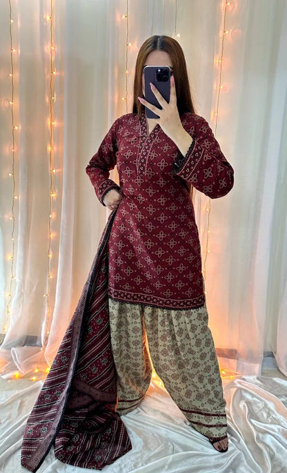Chunri Digital Farshi Shalwar 3PC Luxury Collection