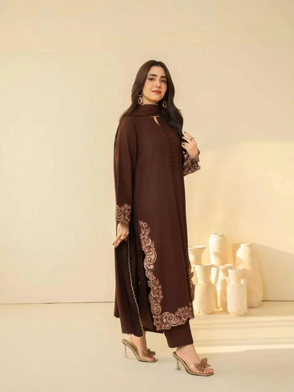 Tiraz Embroidered Shawl 3PC Premium Linen