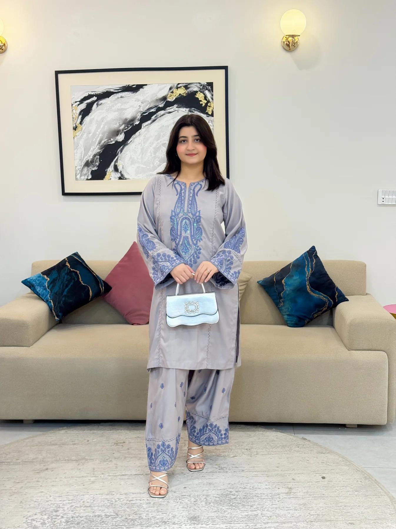 Aliya Embroidered Farshi Shalwar 2PC