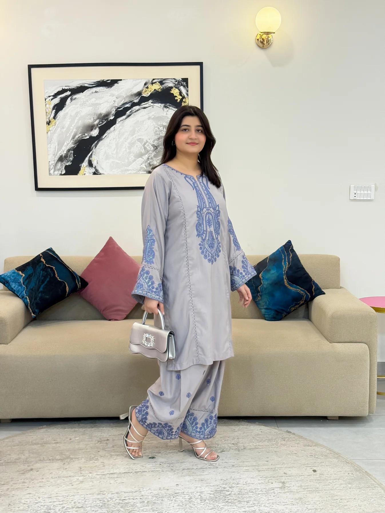 Aliya Embroidered Farshi Shalwar 2PC