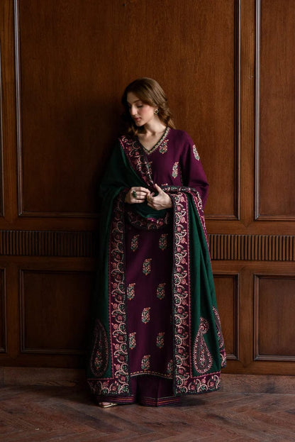 Hezlin Embroidered Shawl 3PC Premium Linen Set