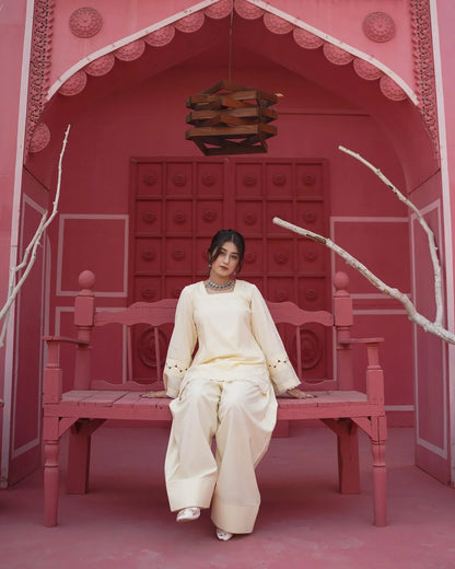 Malai Farshi Shalwar 2PC Stone Linen Set