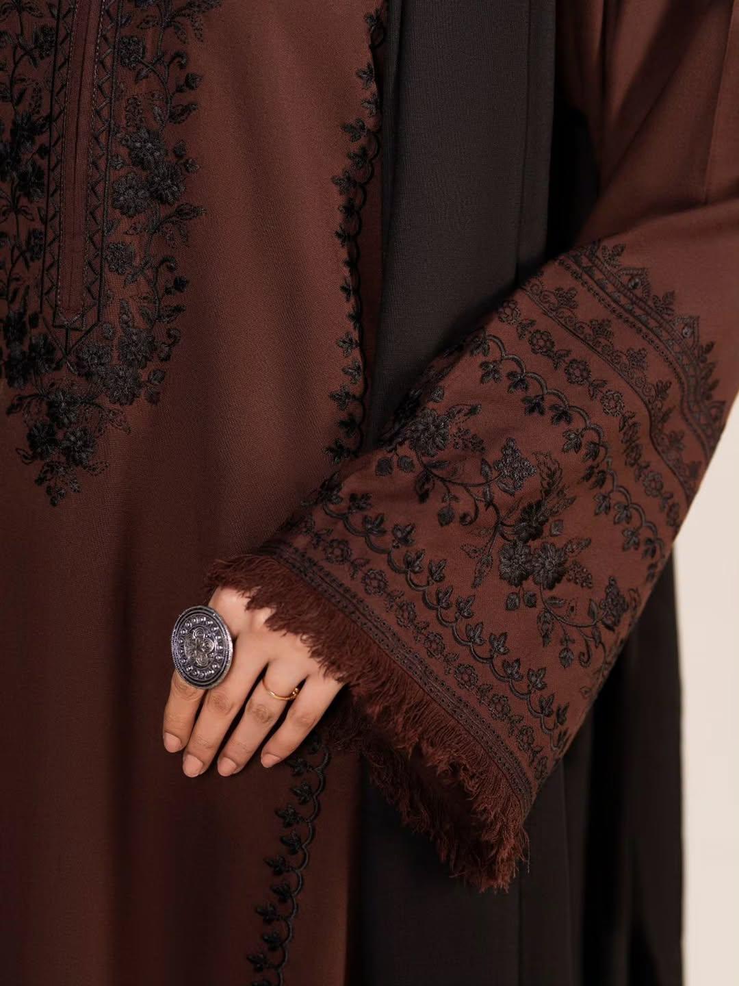 Sanam Embroidered 3PC Stone Linen Suit